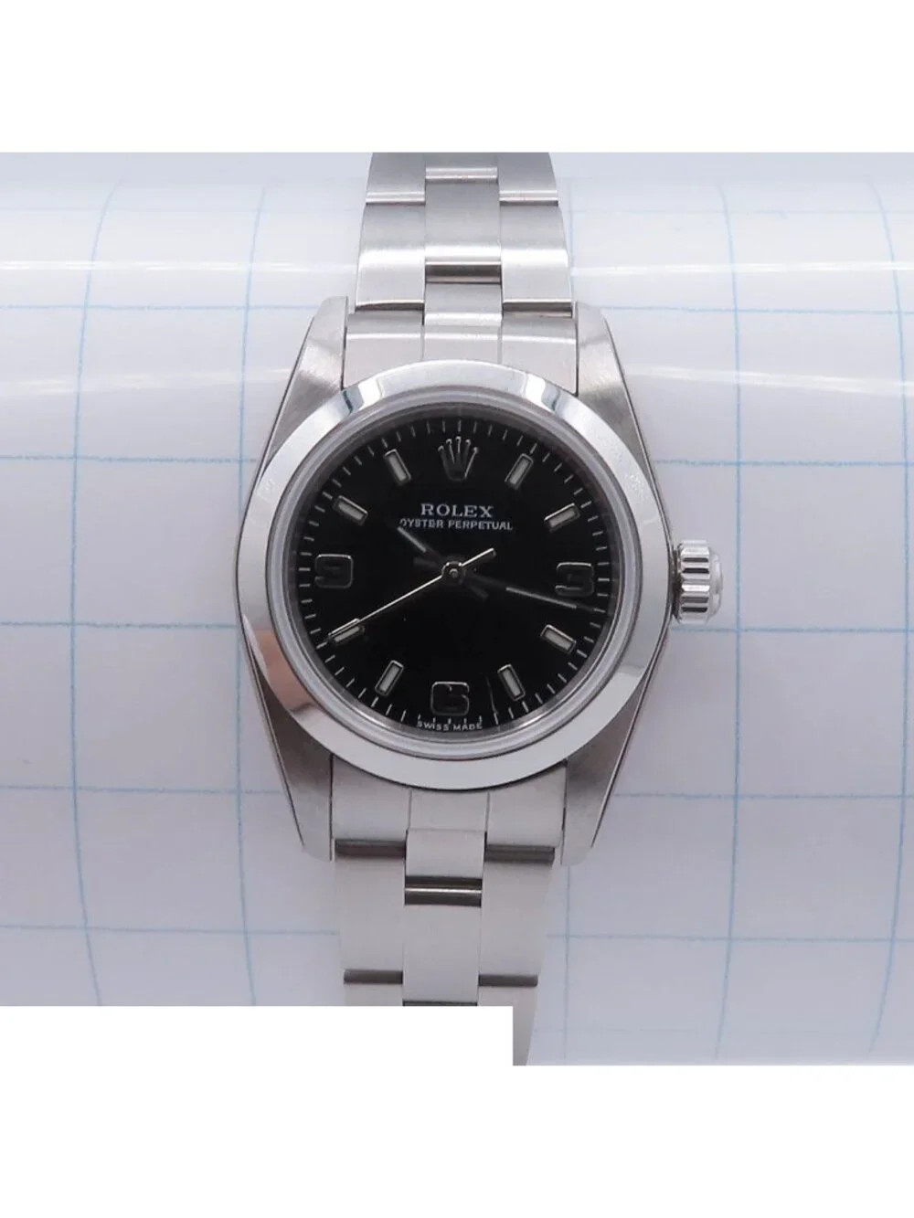Rolex Oyster Perpetual Black Stainless Steel Oyster Bracelet Watch Automatic